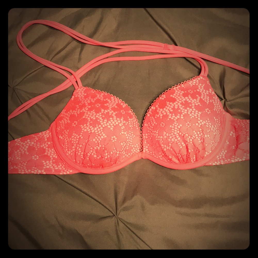 Victoria's secret pink floral lace crochet bikini